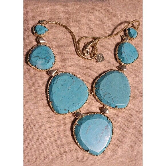 KENDRA SCOTT Rebecca Gold Plated Chunky Turquoise Statement Necklace - Picture 13 of 16